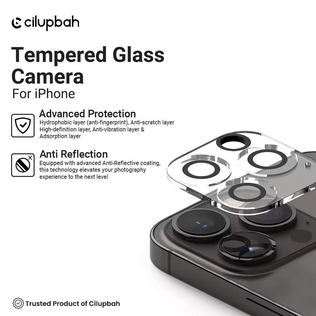 CILUPBAH Protection Camera / Lens Protector / Tempered Glass Pelindung Kamera for iPhone 16 15 14 13 12 11 Pro Max Mini